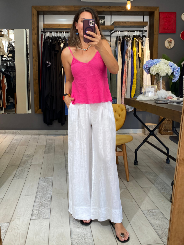 İp Askılı Keten Bluz (pembe)