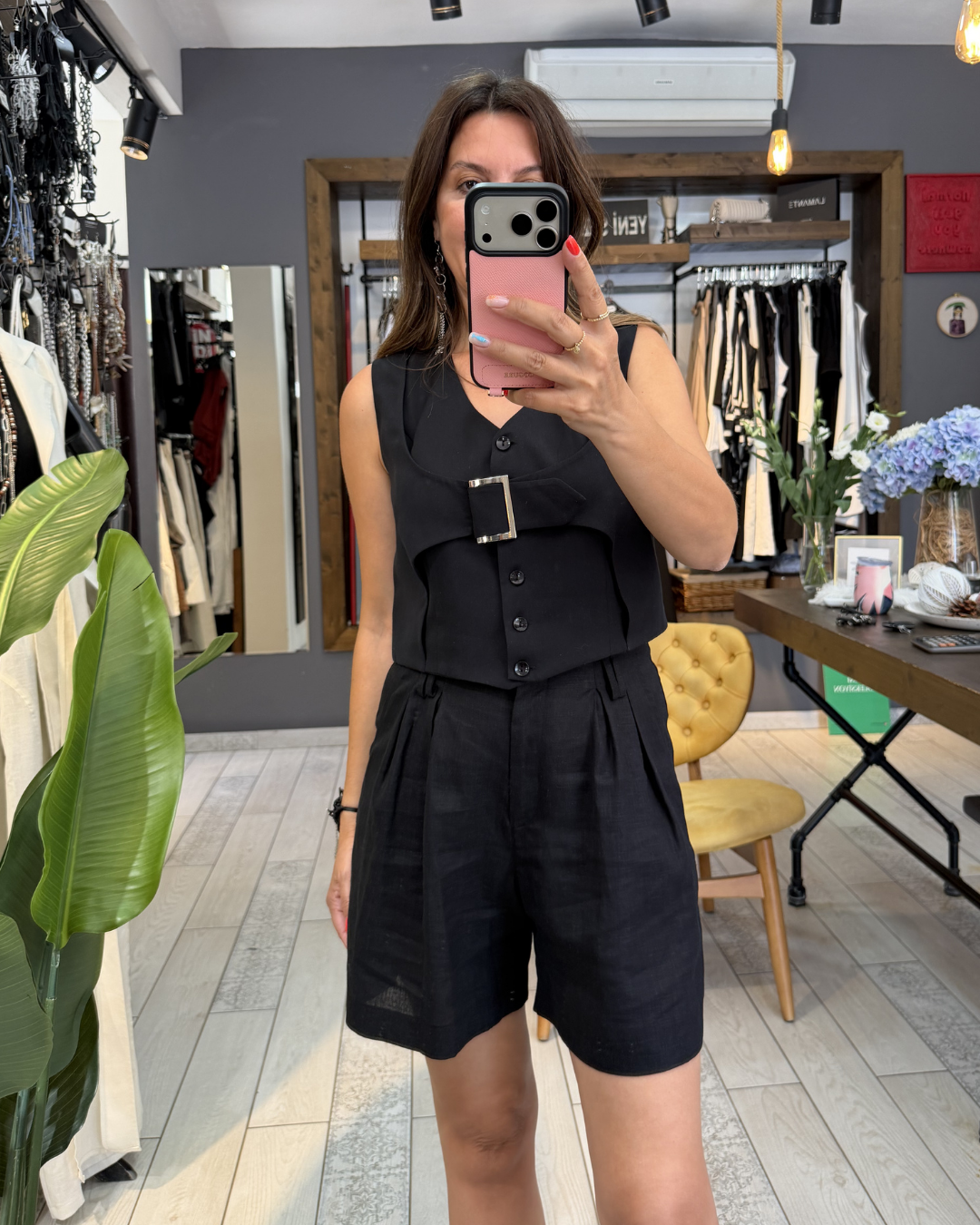 Carly Tencel Yelek/Bluz (siyah)