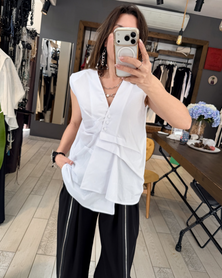 Angela Toplamalı Gömlek (beyaz)