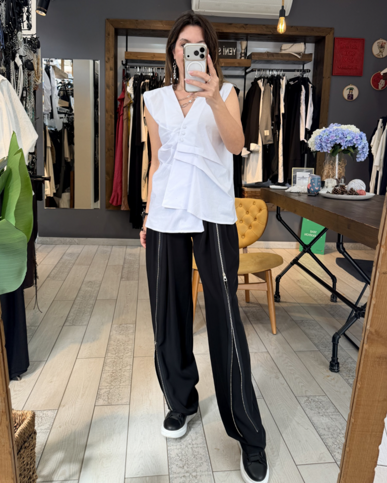 Angela Toplamalı Gömlek (beyaz)