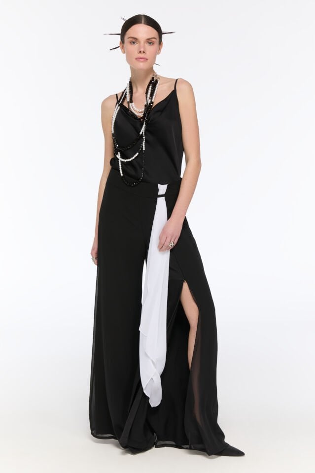 İp Askılı Saten Bluz (siyah)