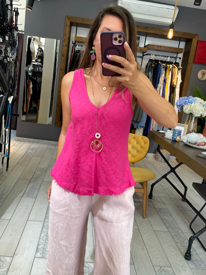 Beli Lastikli Keten Pantolon (pembe)