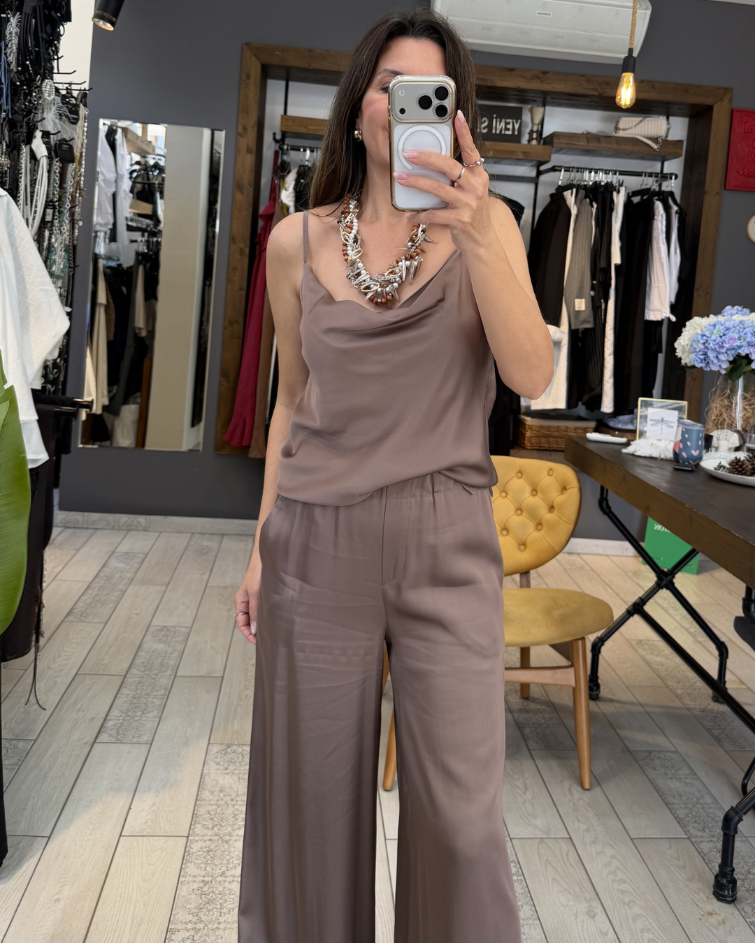 İp Askılı Saten Bluz (mocha)