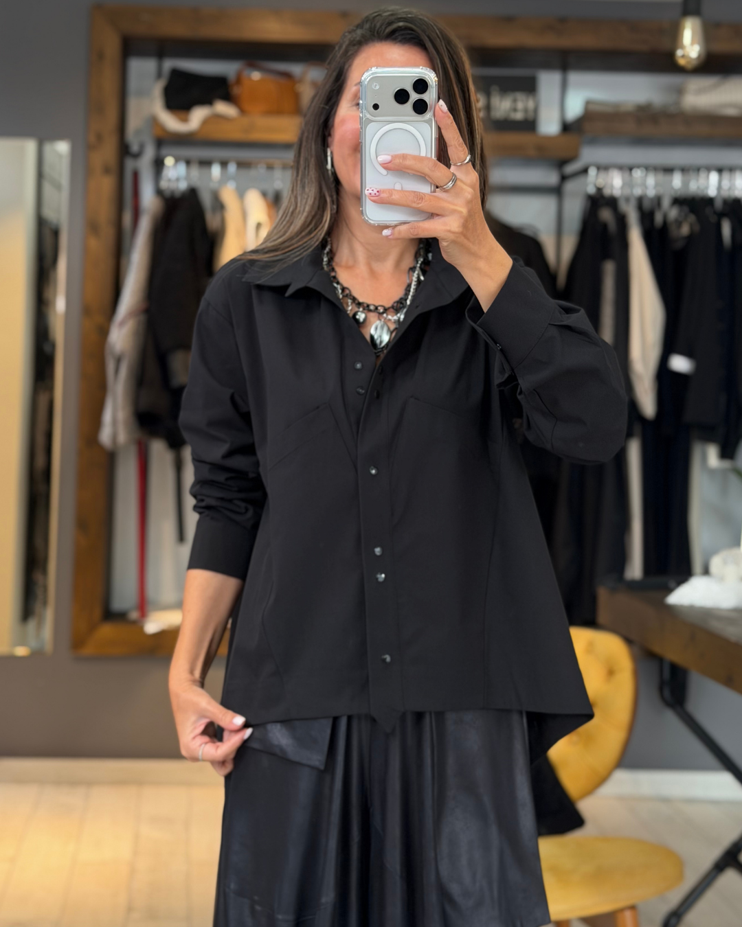 Aloma Büyük Cepli Gömlek (siyah)