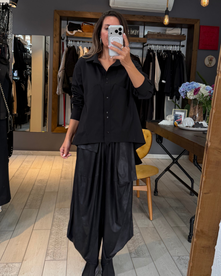 Aloma Büyük Cepli Gömlek (siyah)