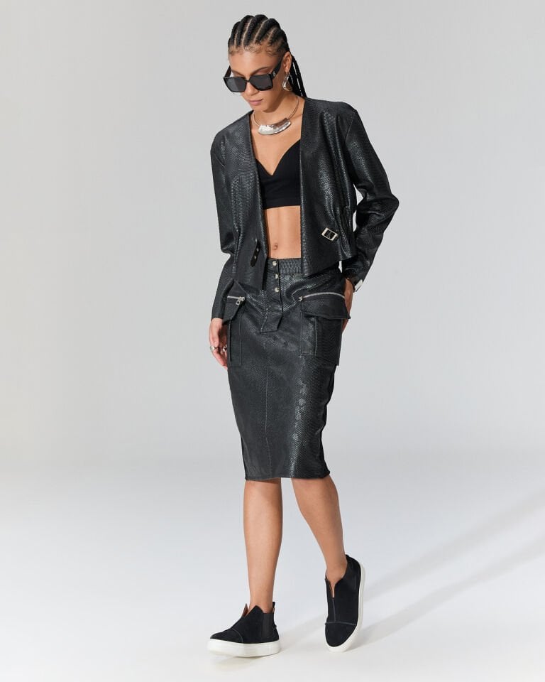 Sam Krokodil Desenli Arkası Triko Etek