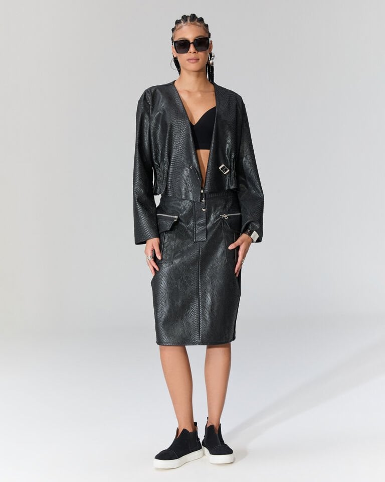 Sam Krokodil Desenli Arkası Triko Etek