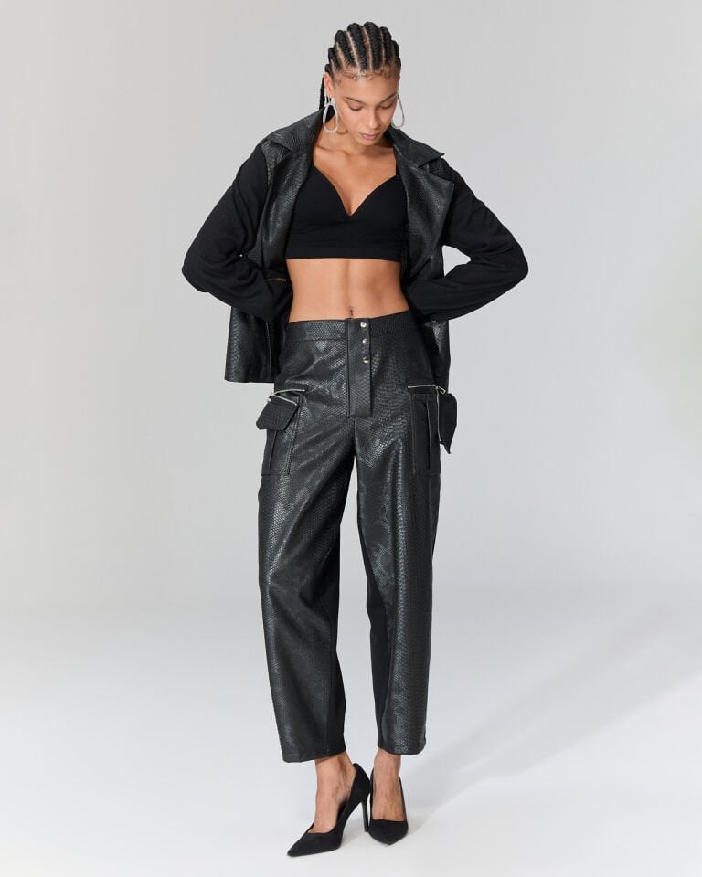 Sharma Önü Krokodil Desenli  Pantolon