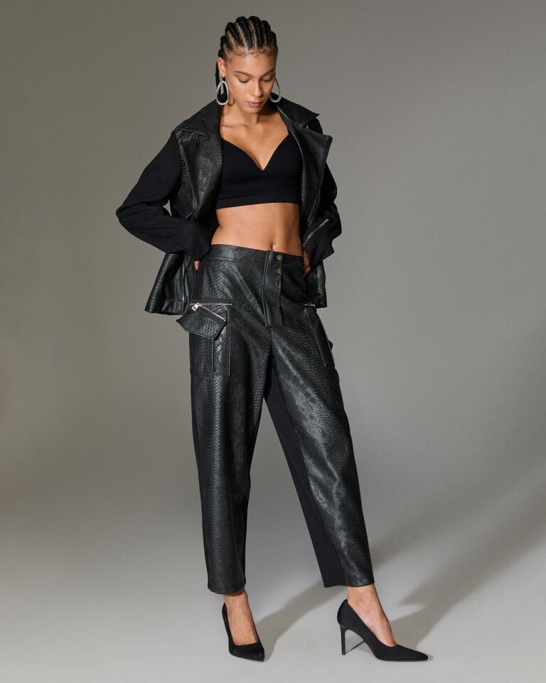 Sharma Önü Krokodil Desenli  Pantolon