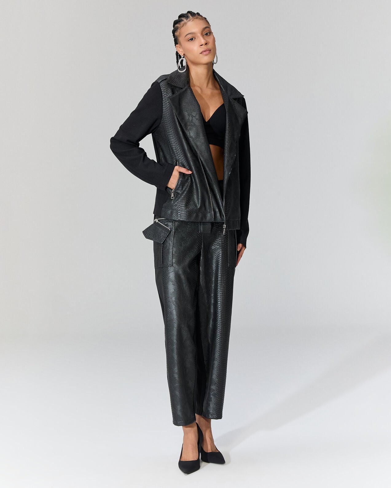 Sharma Krokodil Desenli Arkası Triko Ceket