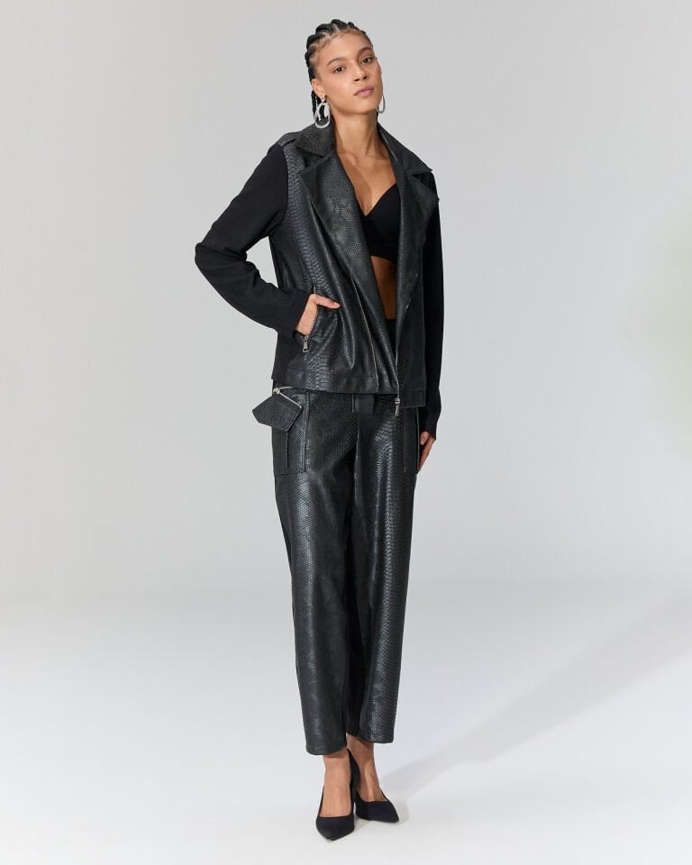 Sharma Krokodil Desenli Arkası Triko Ceket