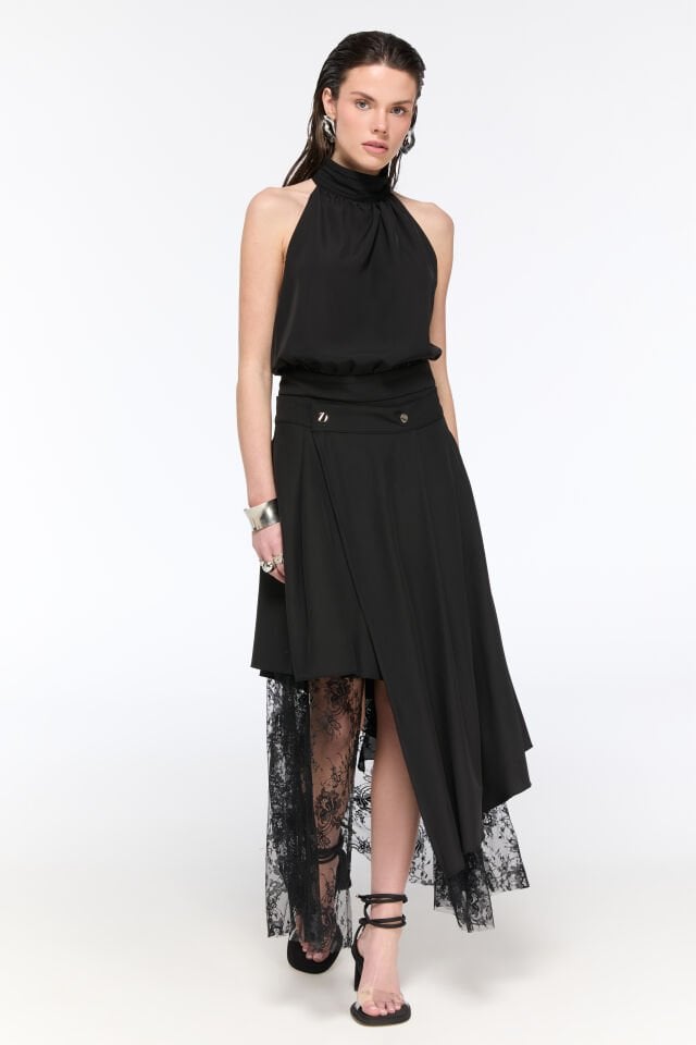 Marina Dantel Detaylı Bluz (siyah)