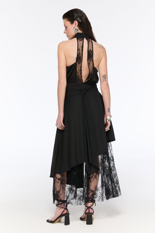 Marina Dantel Detaylı Etek (siyah)