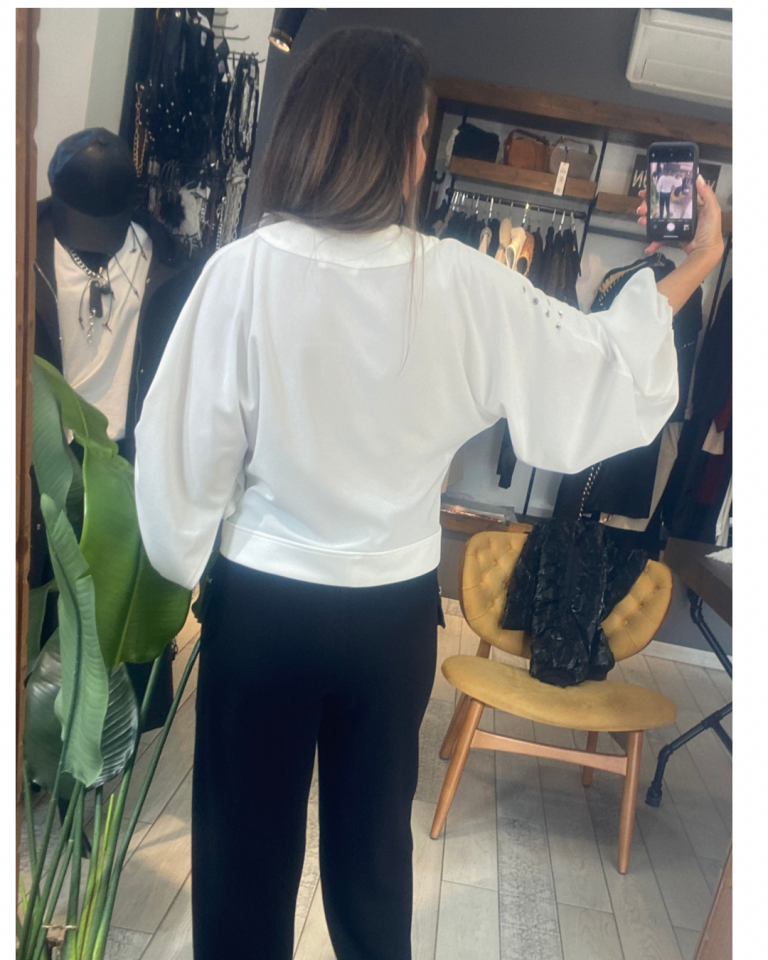 Sarah Önü Çıtçıtlı Bluz (beyaz)