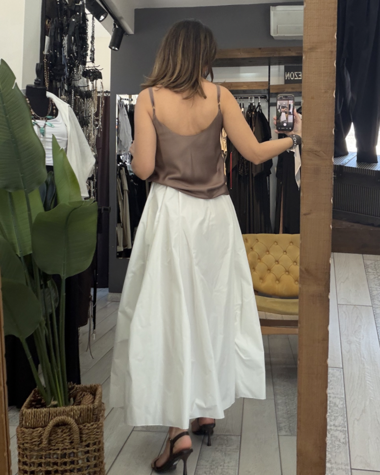 Candy Toplamalı Paraşüt Etek ( Beyaz)