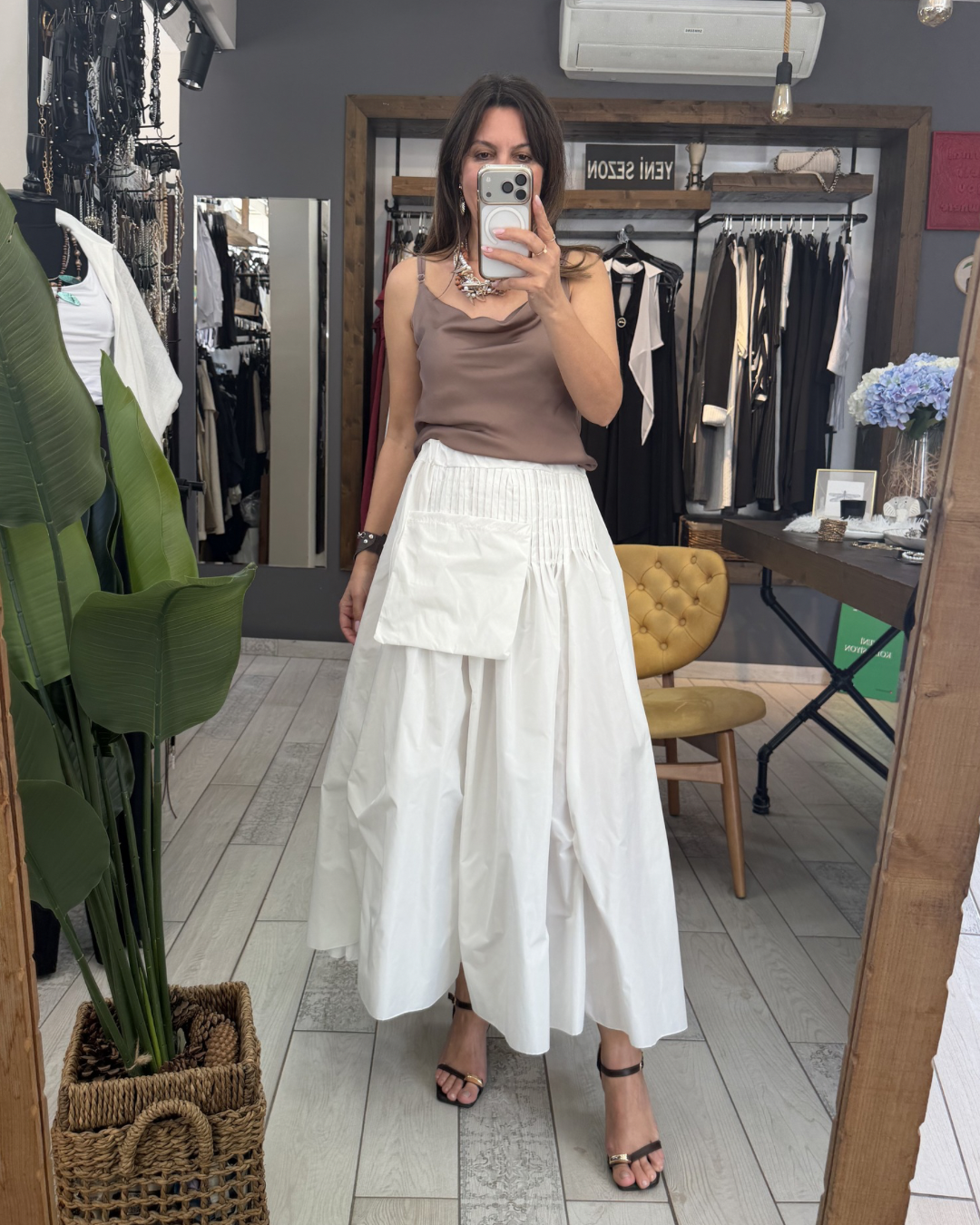 Candy Toplamalı Paraşüt Etek ( Beyaz)