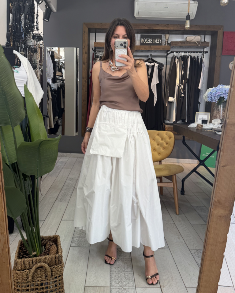 Candy Toplamalı Paraşüt Etek ( Beyaz)