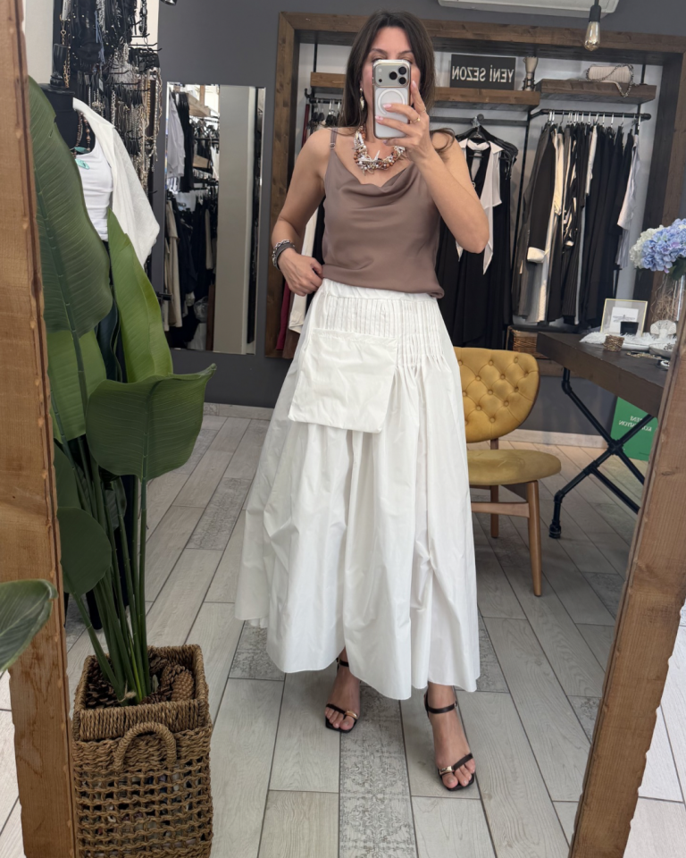 Candy Toplamalı Paraşüt Etek ( Beyaz)