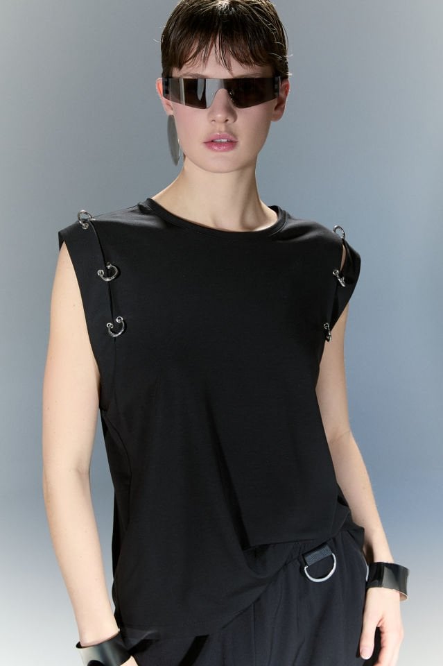 Dina Halka Detaylı Bluz (siyah)