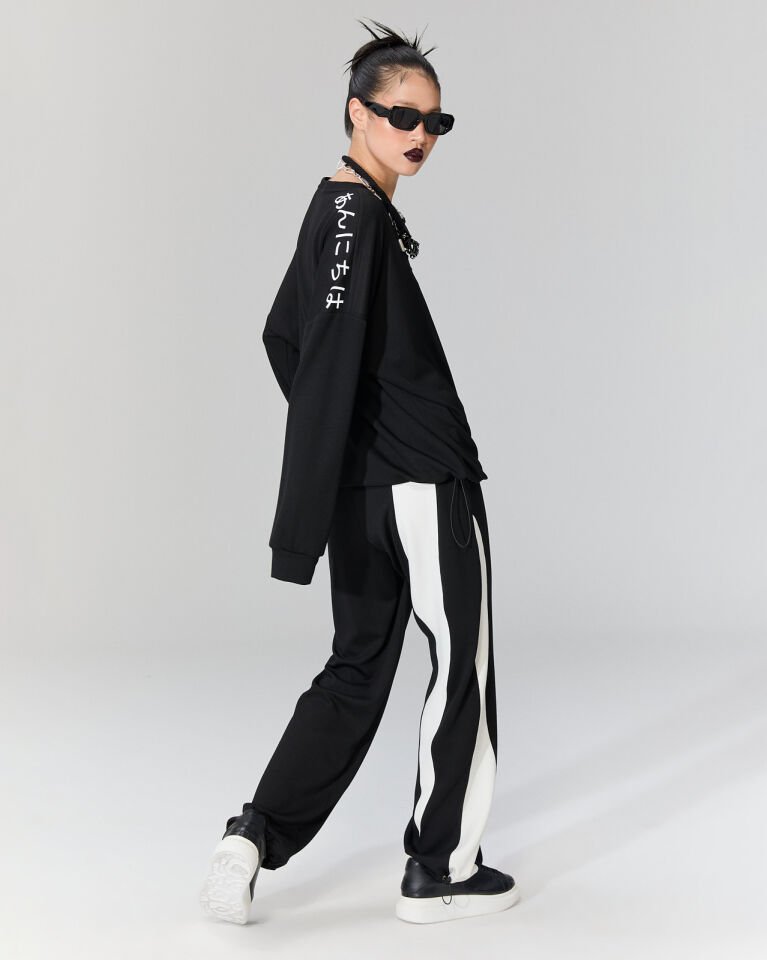 Felix Beyaz Şeritli Sweat (siyah)