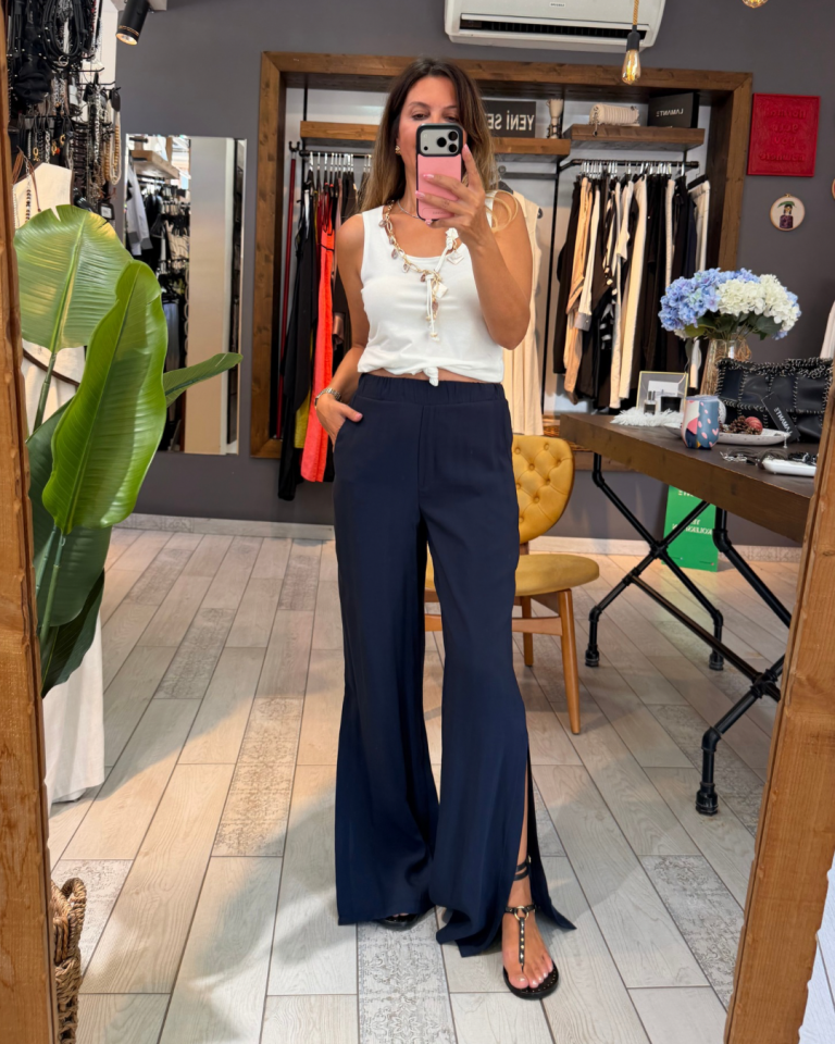 Molina Yırtmaçlı Pantolon(indigo)