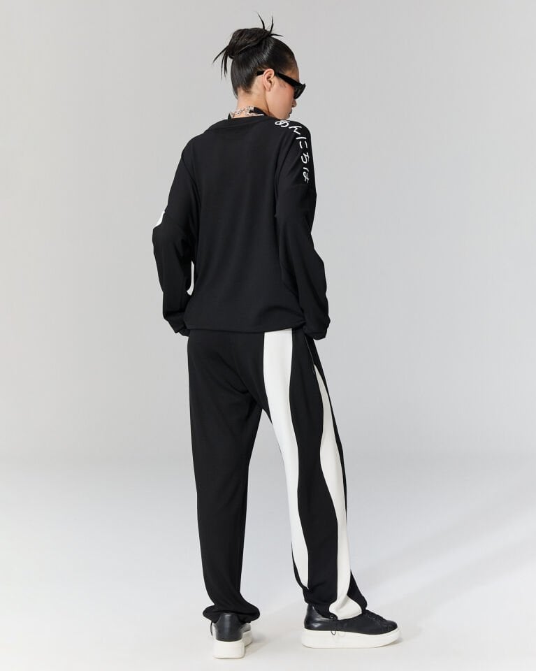 Felix Beyaz Şeritli Pantolon (siyah)