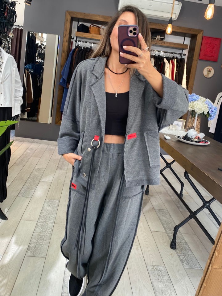 Ava İki İplik Ceket (Gri)