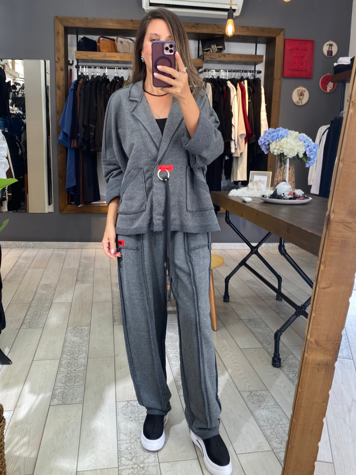 Ava İki İplik Ceket (Gri)