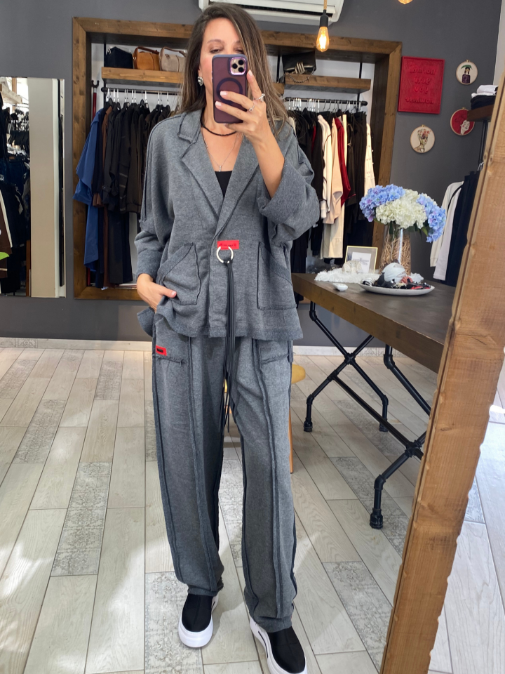 Ava İki İplik Ceket (Gri)