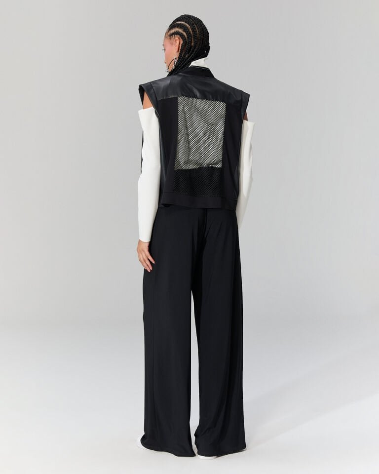 Aria Fermuar Detaylı Bol Paça Pantolon