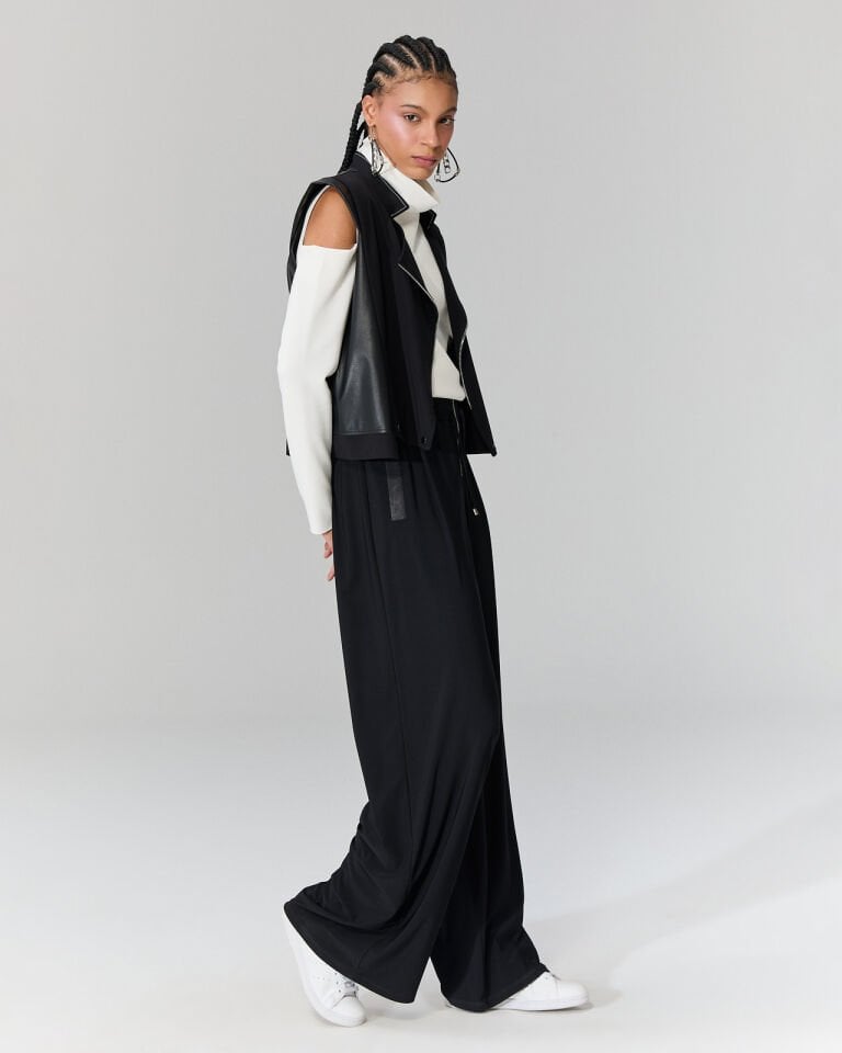 Aria Fermuar Detaylı Bol Paça Pantolon