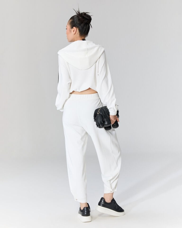 Scali Kapüşonlu ve Fermuarlı Bluz/Ceket (beyaz)