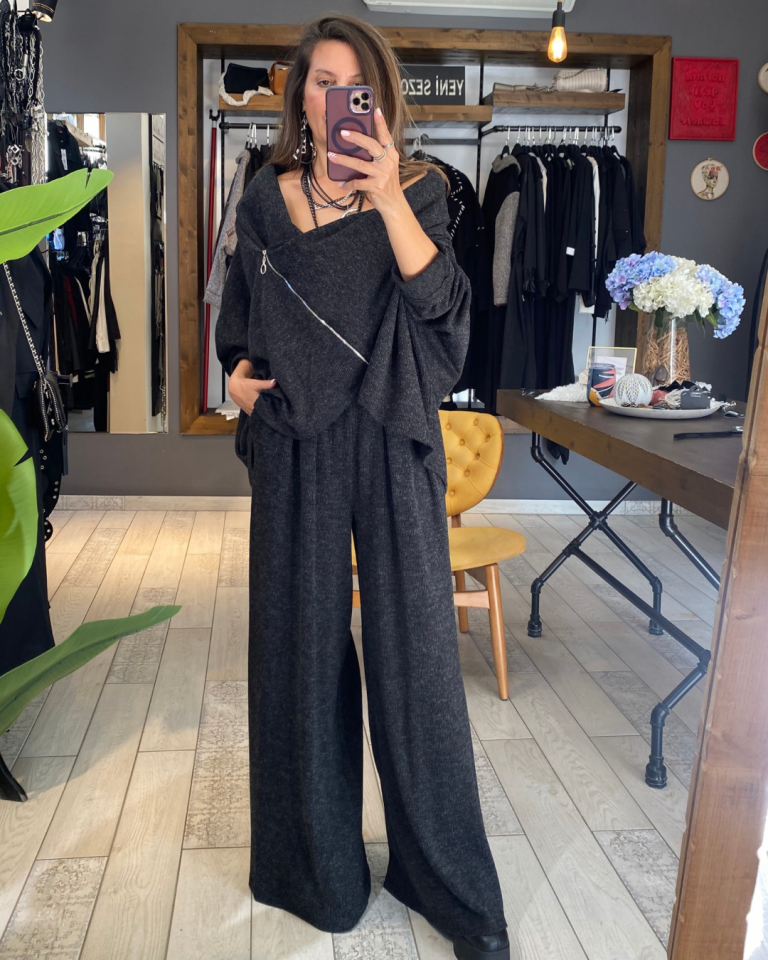 Elise Triko Hırka (kırçıllı siyah)