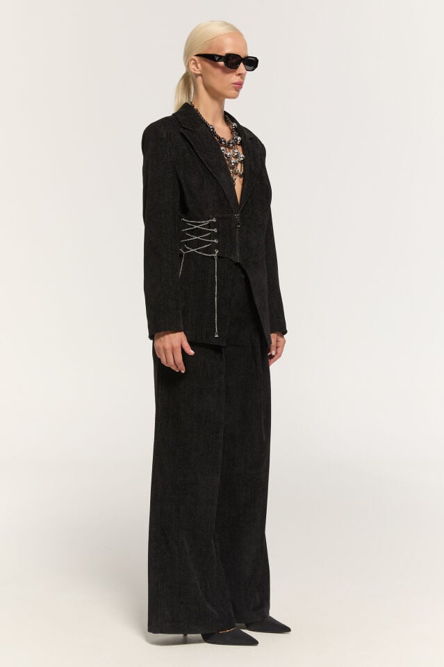 Henley Zincir Detaylı Ceket (siyah)