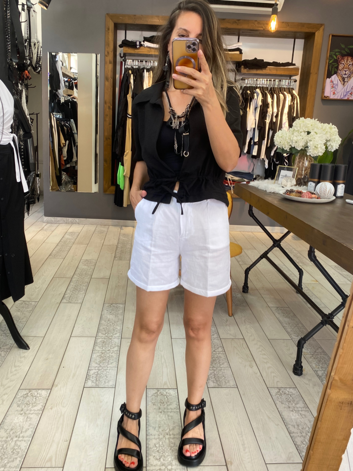 Terrina Keten Şort (beyaz)