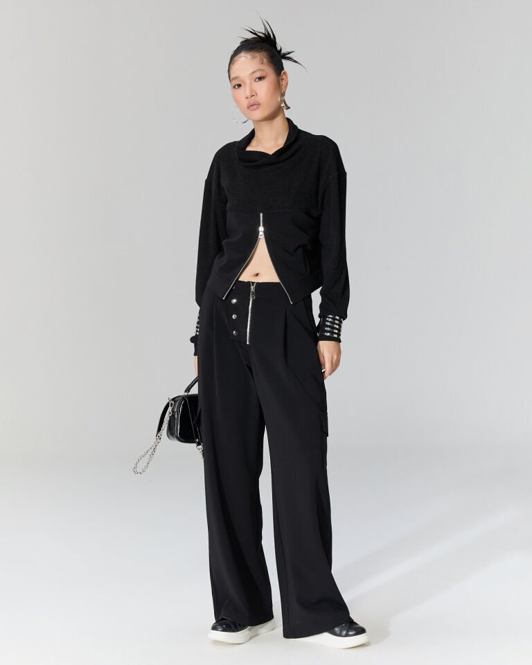 Nivola Fermuar ve Çıtçıtlı Krep Pantolon