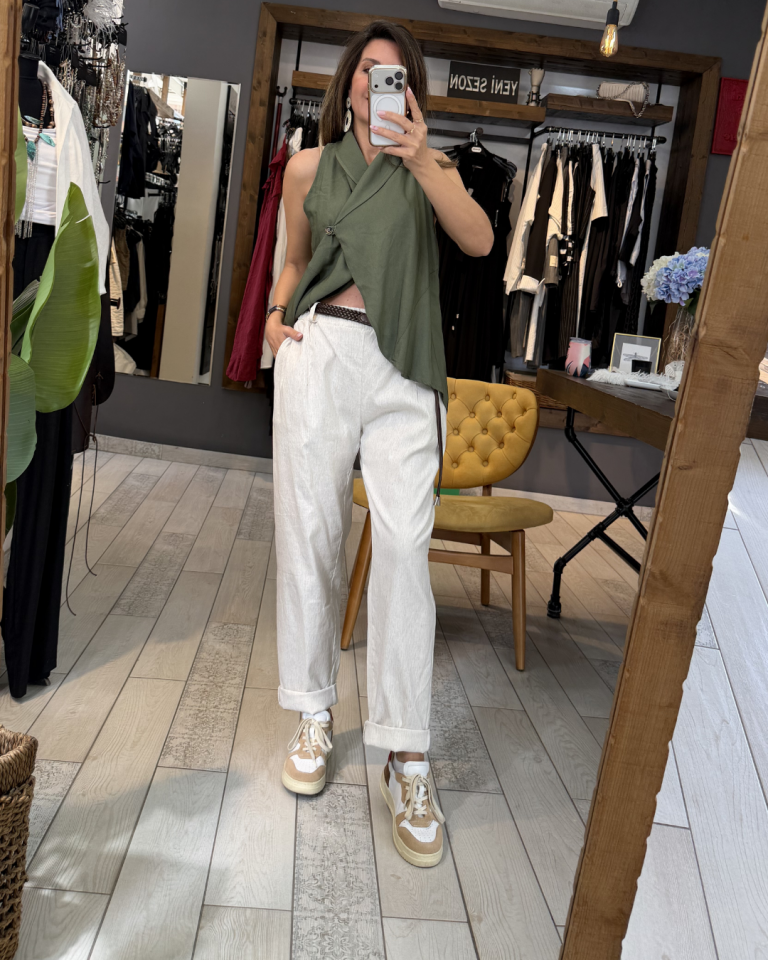 Kemerli Bengalin Likralı Pantolon(krem)