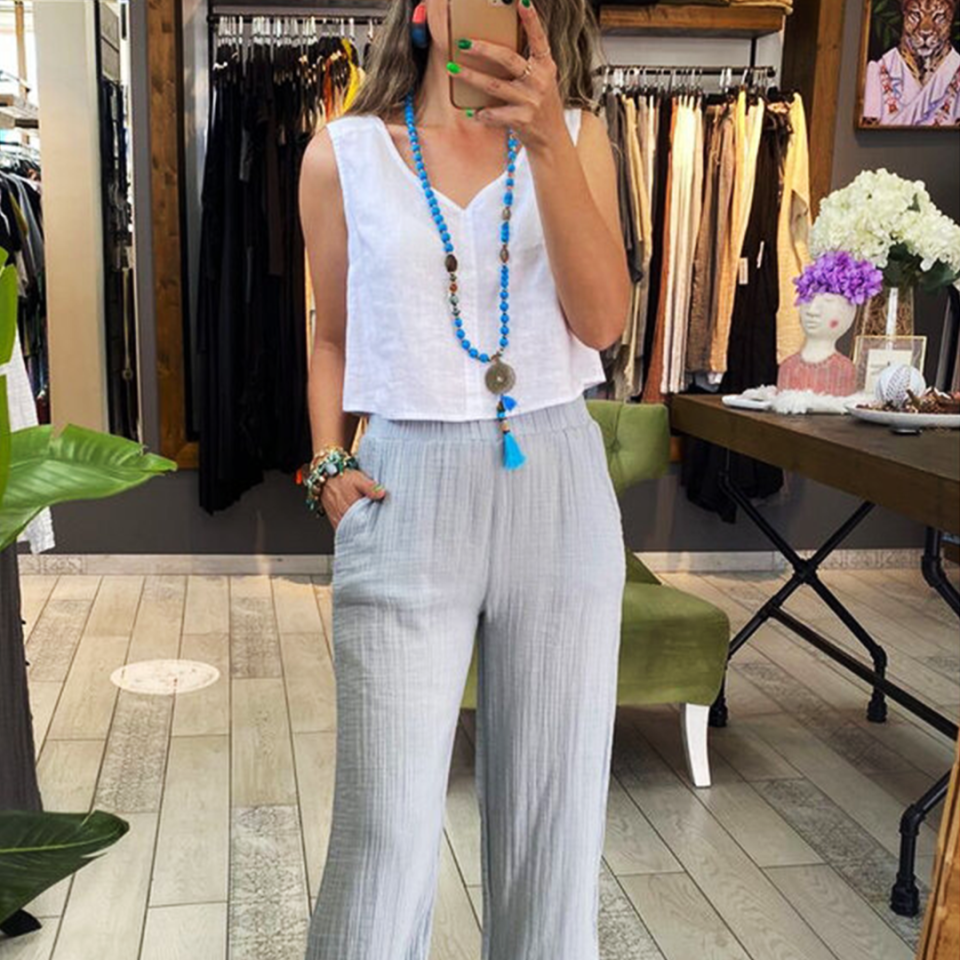 Keten Crop (Beyaz)