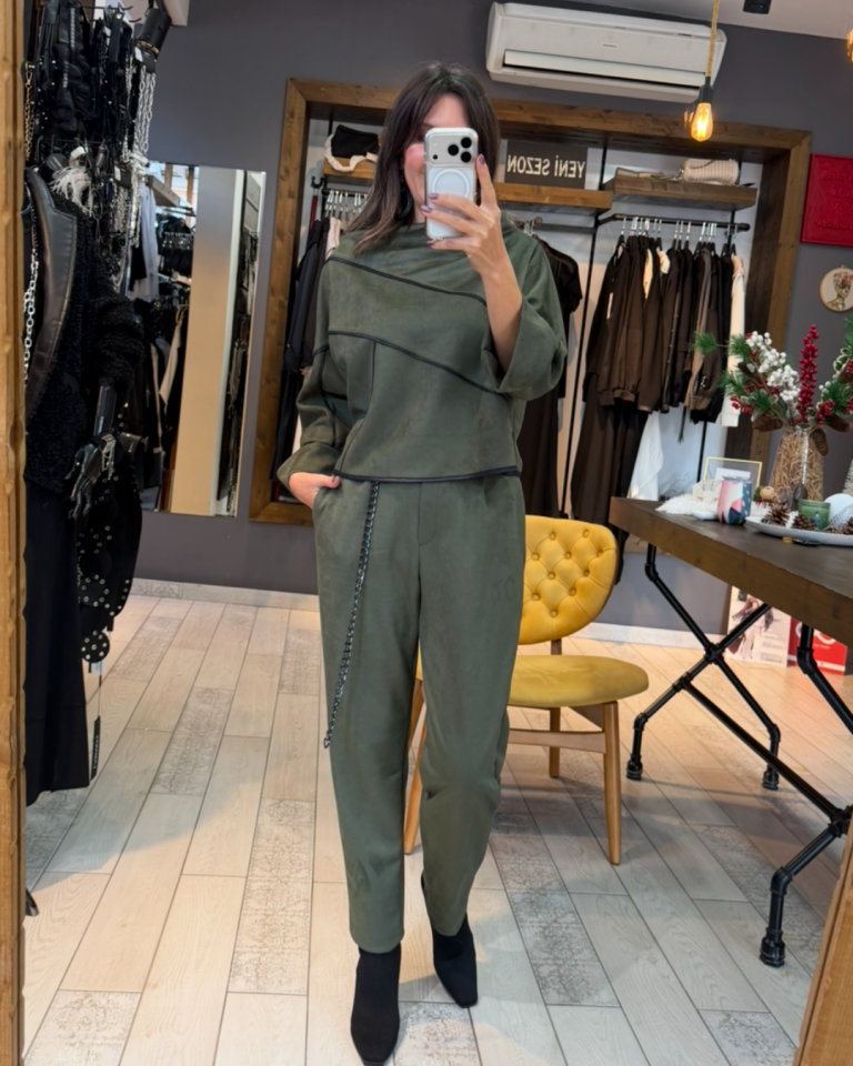 Sia Nubuk Dokulu Pantolon (Yeşil)