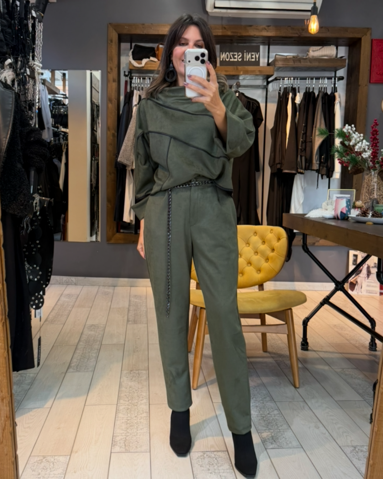 Sia Nubuk Dokulu Pantolon (Yeşil)