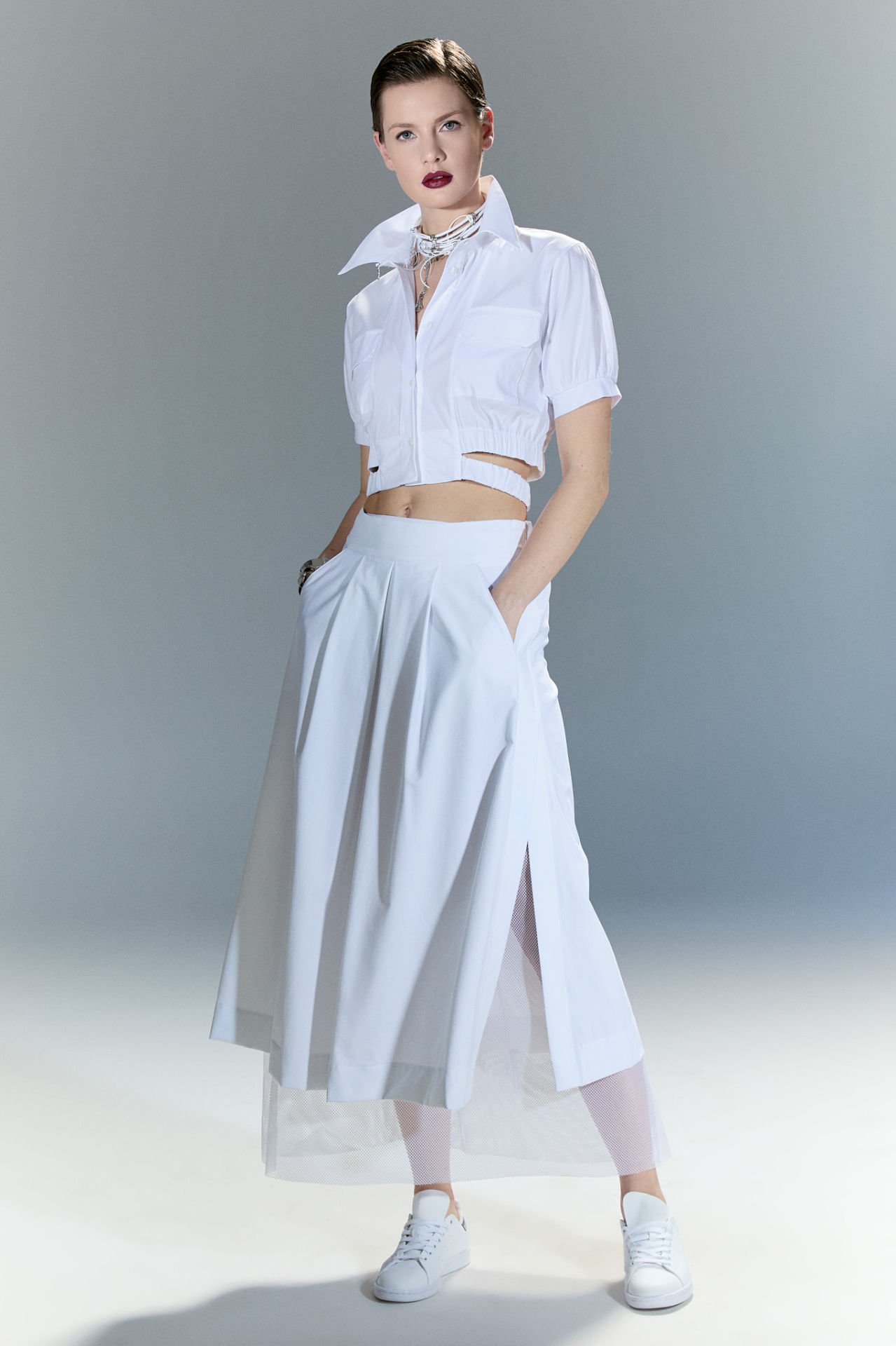 Lucia Yırtmaçlı Etek (beyaz)