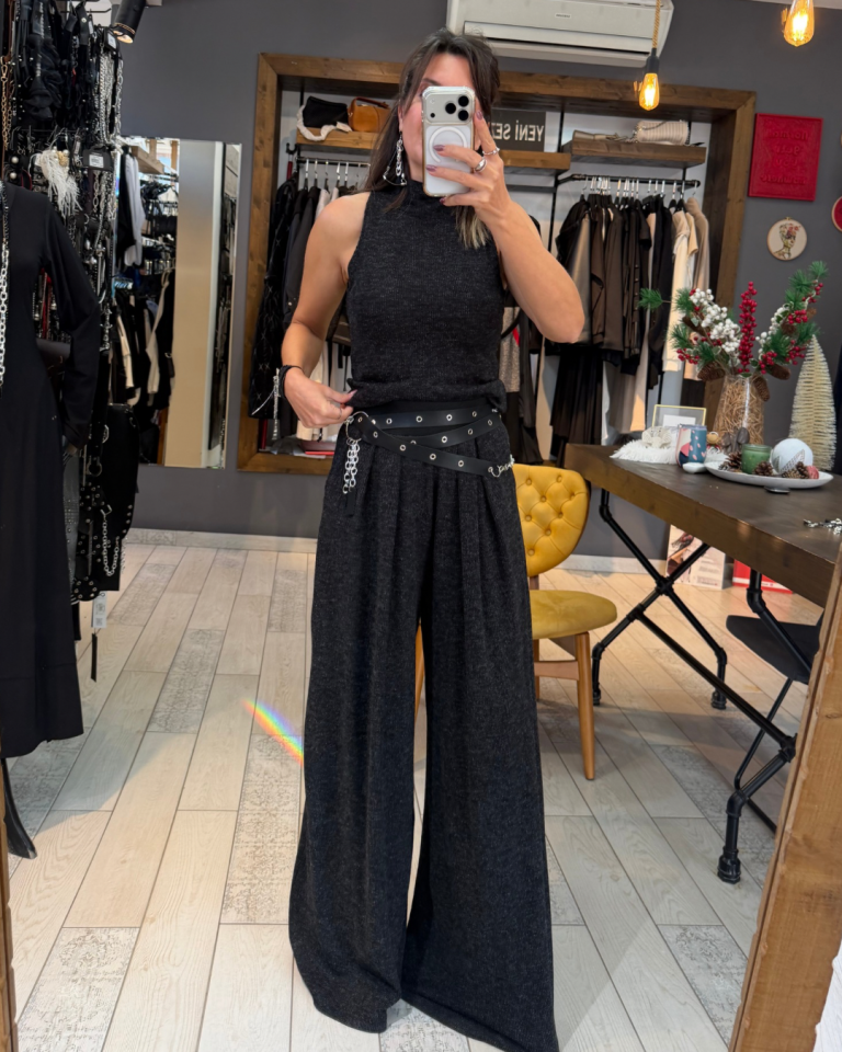 Elise Kolsuz Triko Bluz (kırçıllı siyah)