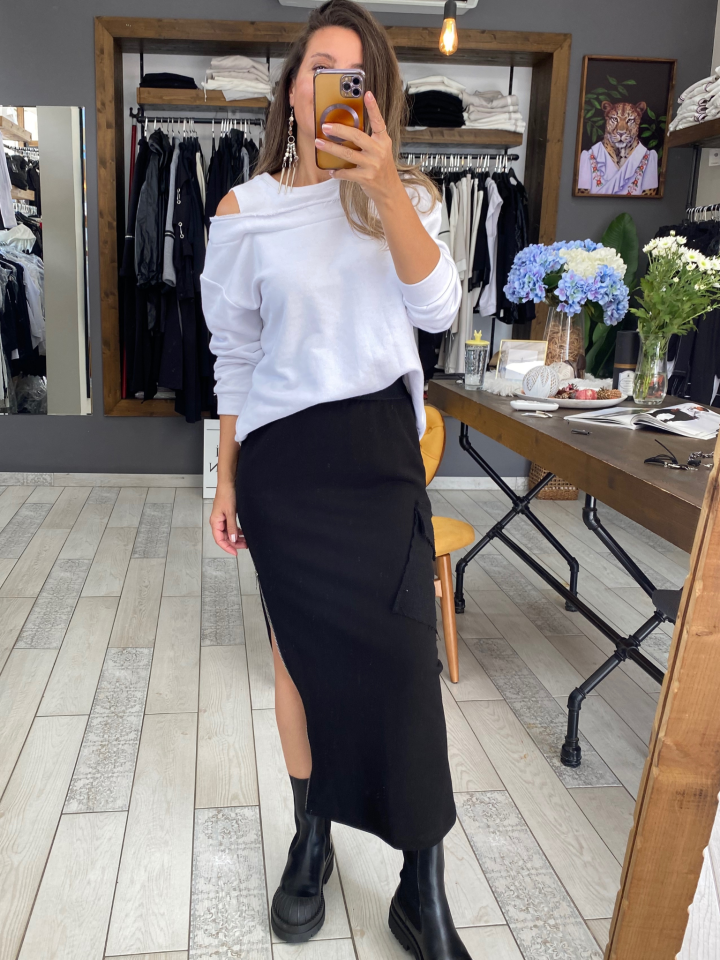 Omzu Açık Sweat (beyaz)