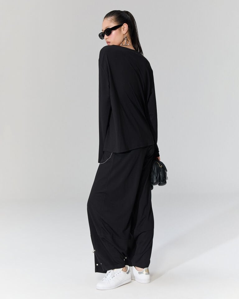 Emi Kontrast Dikişli Salaş Bluz