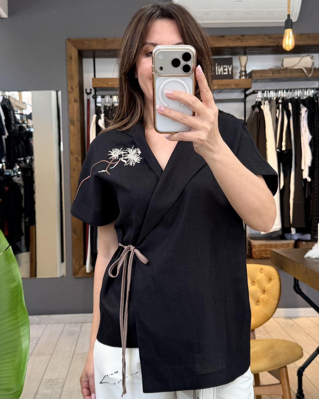 Pier Anvelop Keten Bluz (siyah)