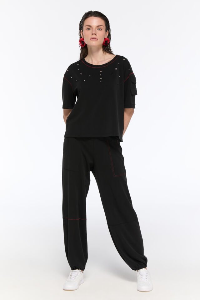 Camila Zımba Detaylı Bluz (siyah)