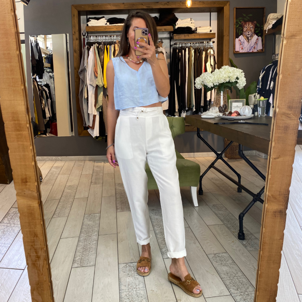 Keten Crop Bebe Mavi