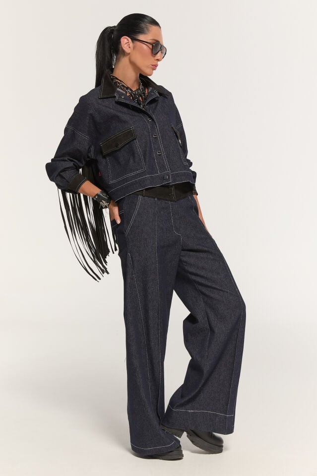 Ferris Püsküllü Denim Ceket (mavi)