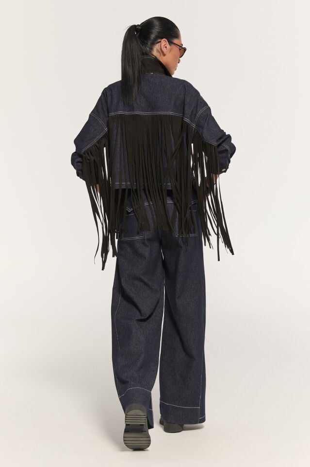 Ferris Püsküllü Denim Ceket (mavi)