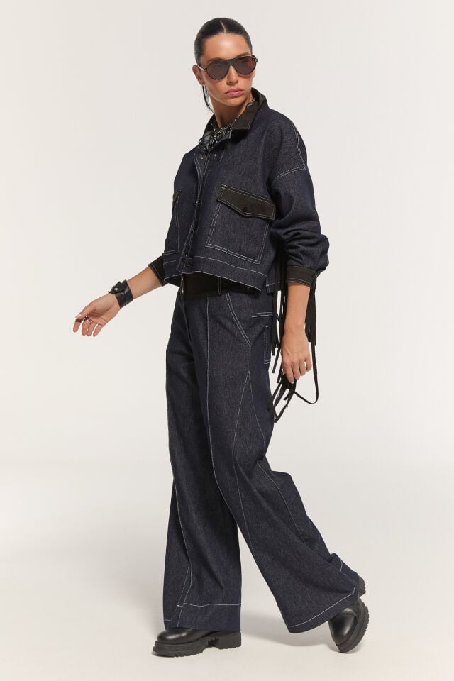 Ferris Püsküllü Denim Ceket (mavi)